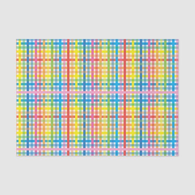 Bright Colorful Plaid Tissue Paper (Front)