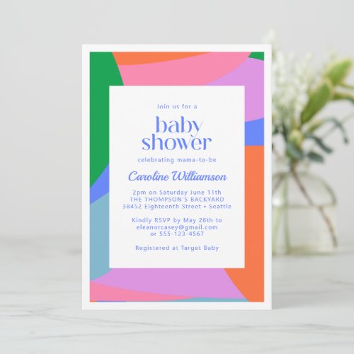 Bright Colorful Playful Abstract Art Baby Shower Invitation