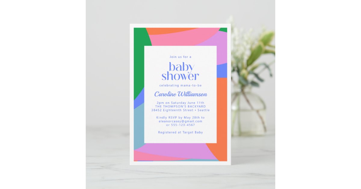 Bright Colorful Playful Abstract Art Baby Shower Invitation | Zazzle