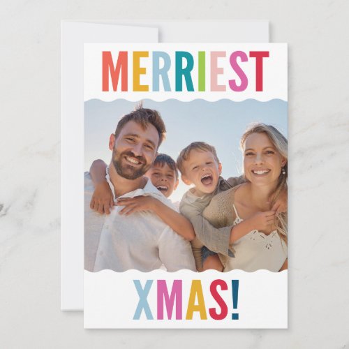BRIGHT COLORFUL playful modern family photo Holiday Card