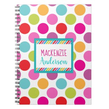 Bright Colorful Polka Dot Notebook by modernmaryella at Zazzle