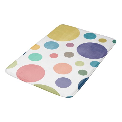 Bright Colorful Polka Dots Bath Mat