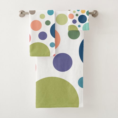 Bright Colorful Polka Dots Bath Towel Set