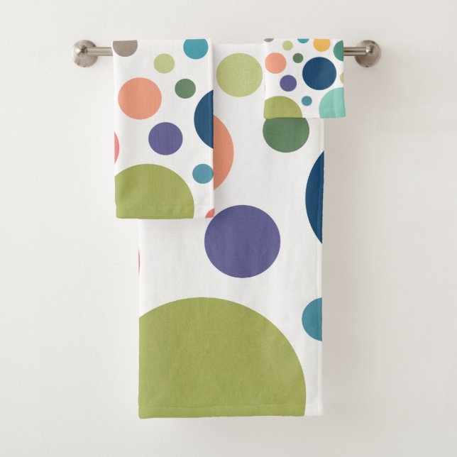 Bright Colorful Polka Dots Bath Towel Set (Insitu)