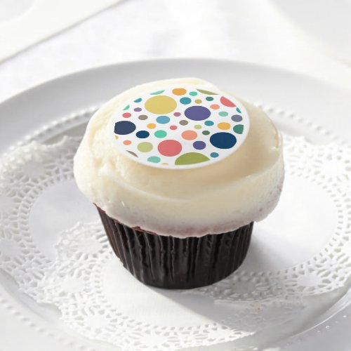 Bright Colorful Polka Dots Edible Frosting Rounds