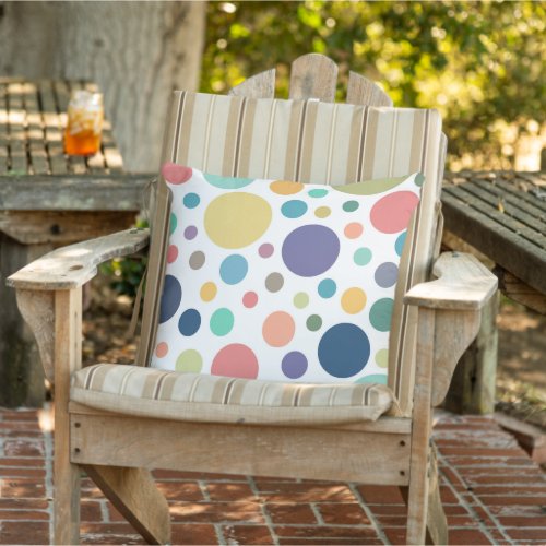 Bright Colorful Polka Dots Outdoor Pillow