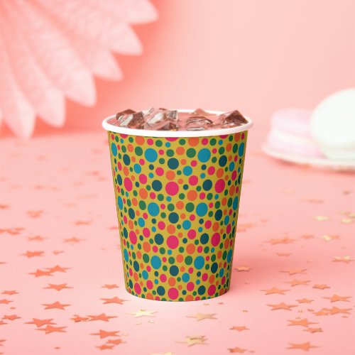 Bright colorful polka dots paper cups