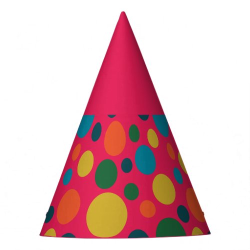 Bright colorful polka dots party hat
