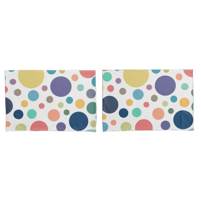 Bright Colorful Polka Dots Pillow Case (Front-Set)
