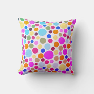 Bright Colorful Polka-dots Throw Pillow