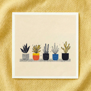 Bright Colorful Potted House Plants wedding Napkins
