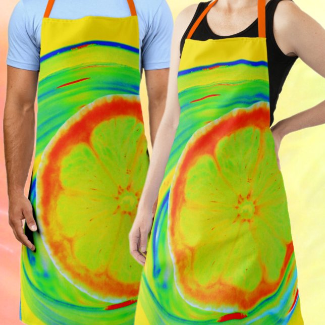 Bright Colorful Psychedelic Tropical Citrus Apron (Creator Uploaded)