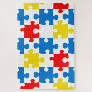 Bright Colorful Puzzle Piece Pattern