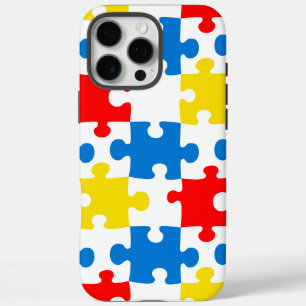 Bright Colorful Puzzle Piece Pattern iPhone 16 Pro Max Case