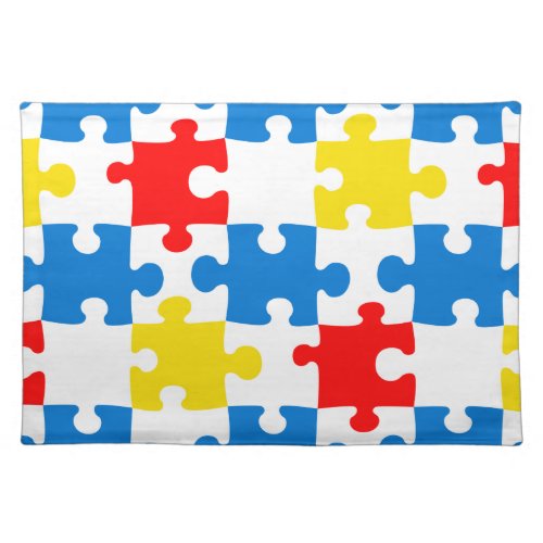 Bright Colorful Puzzle Pieces Pattern Cloth Placemat