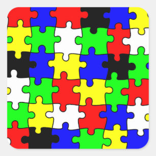 Bright & Colorful Puzzle Pieces Square Sticker