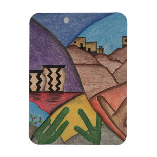 Bright Colorful Rainbow Arizona Folk Art Magnet
