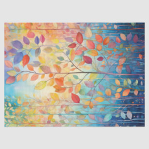 Bright, Colorful Rainbow Autumn Leaves Decoupage Tissue Paper