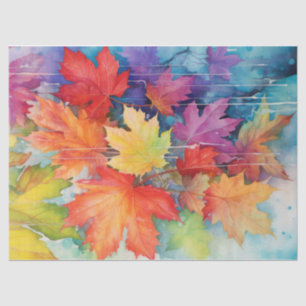 Bright, Colorful Rainbow Autumn Leaves Decoupage Tissue Paper