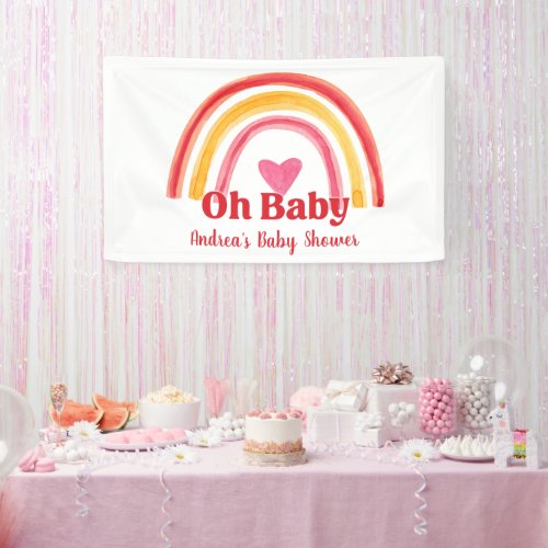 Bright Colorful Rainbow Baby Shower Banner