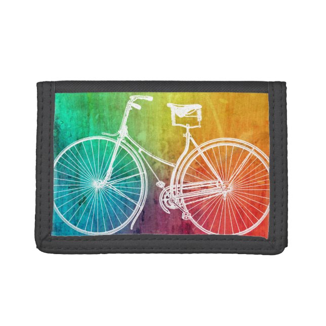 Bright Colorful Rainbow Bicycle Trifold Wallet (Front)