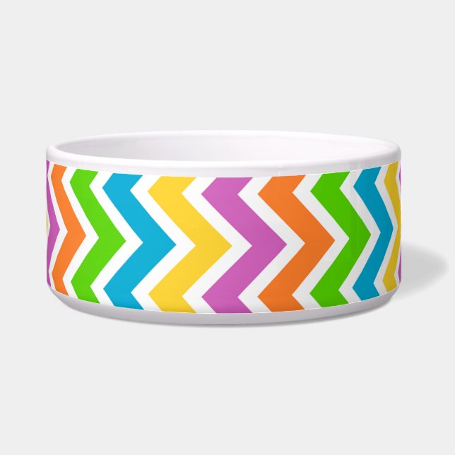 Bright Colorful Rainbow Chevron Pattern Bowl (Front)
