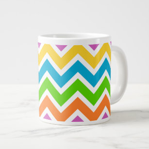 Bright Colorful Rainbow Chevron Pattern Giant Coffee Mug