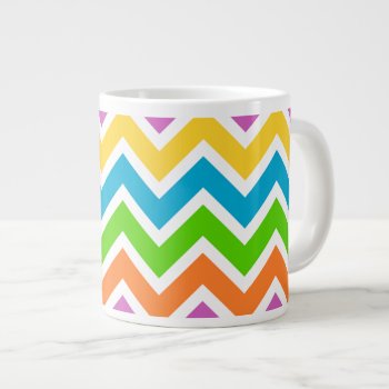 Bright Colorful Rainbow Chevron Pattern Giant Coffee Mug by MissMatching at Zazzle