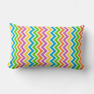 Bright Colorful Rainbow Chevron Pattern Lumbar Pillow