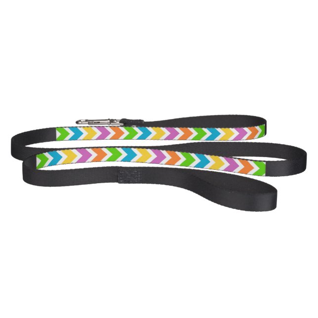 Bright Colorful Rainbow Chevron Pattern Pet Leash (Full)