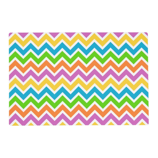 Bright Colorful Rainbow Chevron Pattern Placemat (Front)