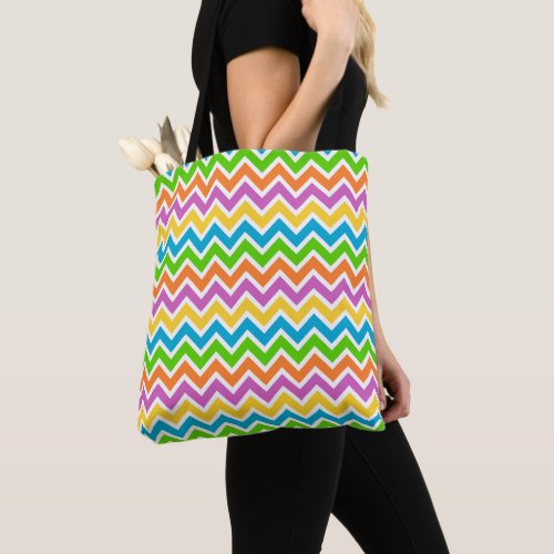 Bright Colorful Rainbow Chevron Pattern Tote Bag