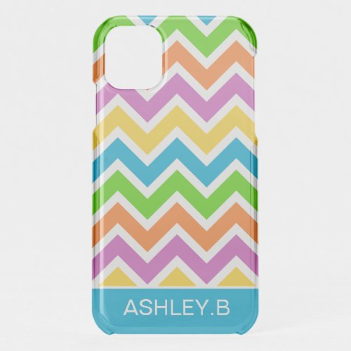 Bright Colorful Rainbow Chevron Personalised iPhone 11 Case