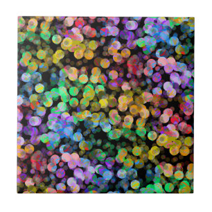 Bright Colorful Rainbow Confetti Dots Tile