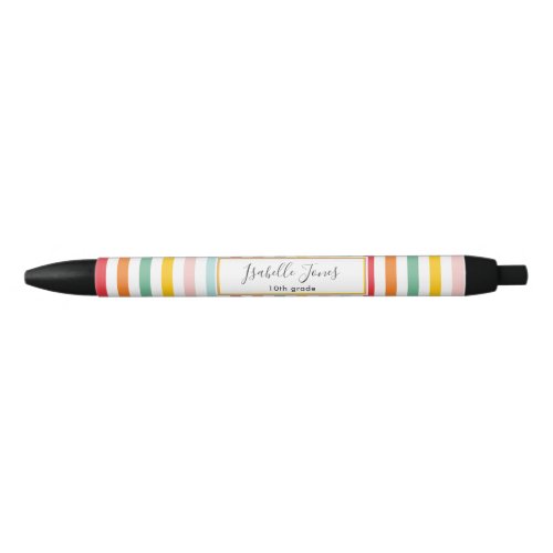 bright colorful rainbow stripe fun school college black ink pen