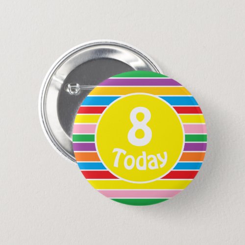 Bright Colorful Rainbow Striped Birthday Age Button