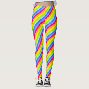 Bright colorful rainbow striped leggings