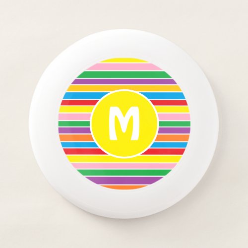 Bright Colorful Rainbow Striped Monogrammed Wham_O Frisbee