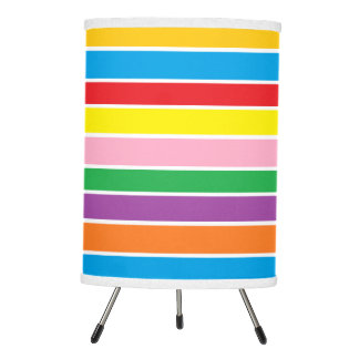 Bright Colorful Rainbow Striped Tripod Lamp