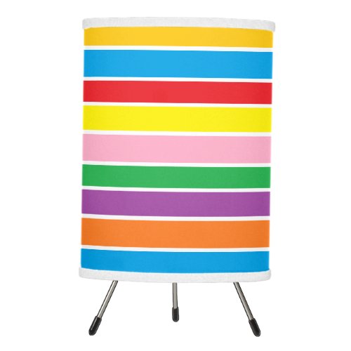 Bright Colorful Rainbow Striped Tripod Lamp