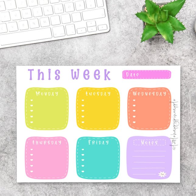 Bright Colorful Rainbow Weekly Planner Notepad (Creator Uploaded)
