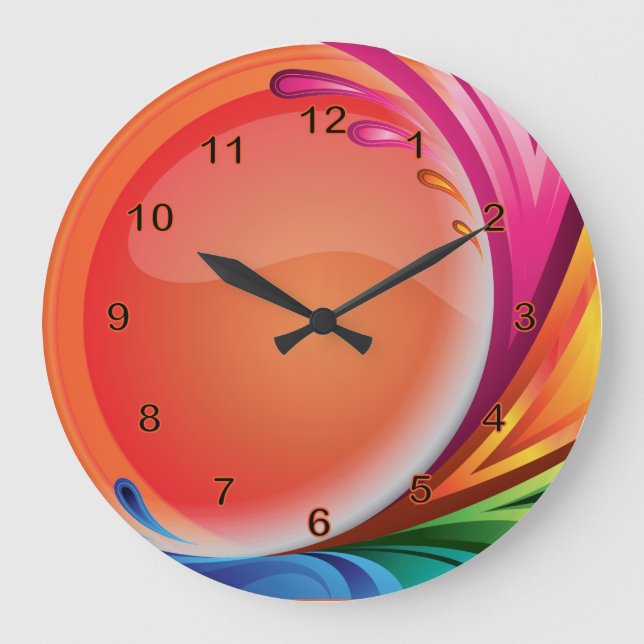 Bright Colorful Retro Abstract Large Clock (Front)