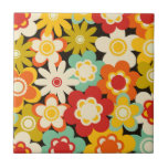 Bright Colorful Retro Cute Floral Pattern Ceramic Tile at Zazzle