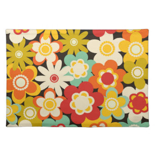 Bright Colorful Retro Cute Floral Pattern Cloth Placemat