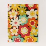 Bright Colorful Retro Cute Floral Pattern Jigsaw Puzzle at Zazzle