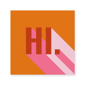 Bright Colorful Retro Mod Hi Hello Orange Pink Square Business Card