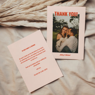 Bright & Colorful Retro Wedding Photo Thank You Card