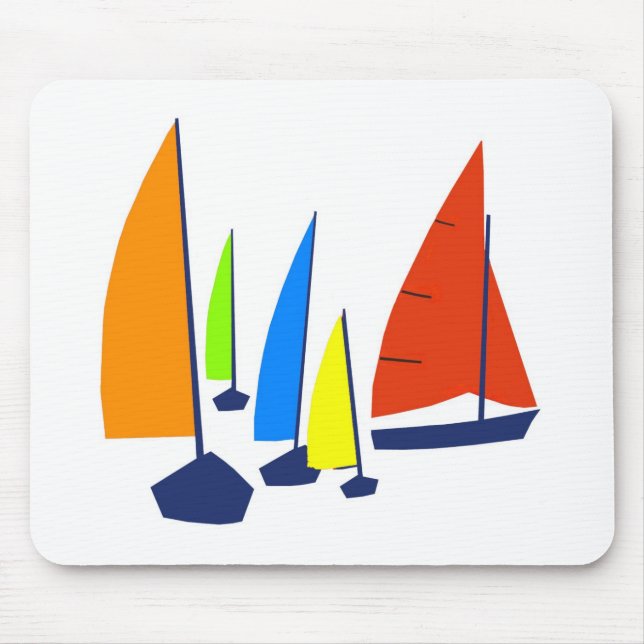 Bright colorful sailboats mouse pad (Front)