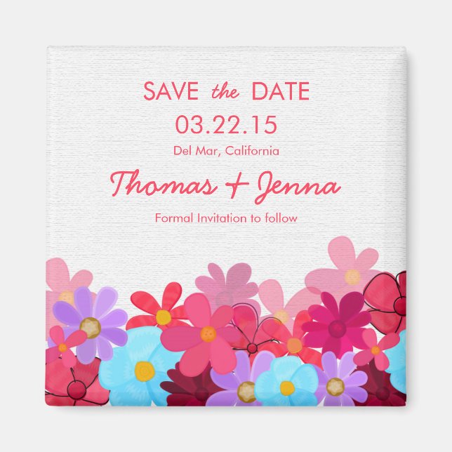 Bright & Colorful Save the Date Magnets (Front)