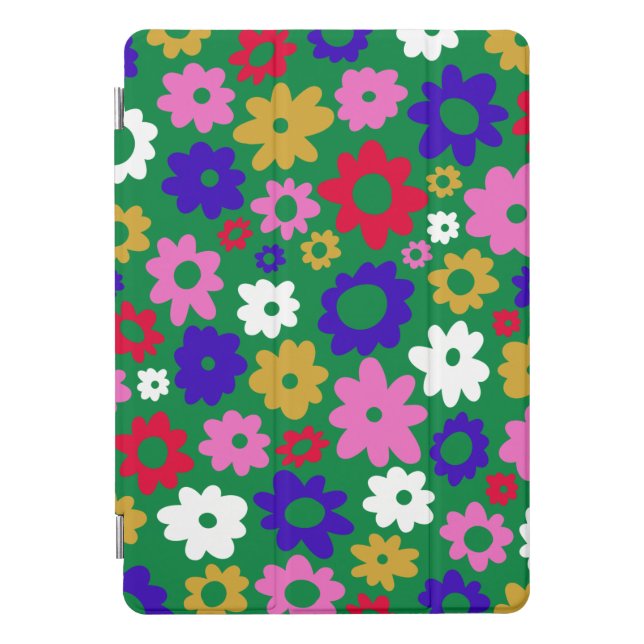 Bright Colorful Scandinavian Flower Pattern Green iPad Pro Cover (Front)